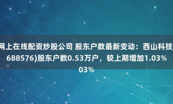 网上在线配资炒股公司 股东户数最新变动：西山科技(688576)股东户数0.53万户，较上期增加1.03%